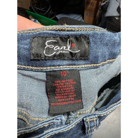 Earl Jean Bermuda Shorts Denim Blue Flat Front Pockets Workwear Women's Size 10 - Picture 3 of 4